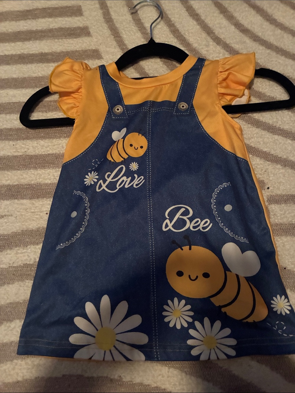 Kids Bee Print Denim-Style Dress